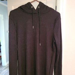 Style Sunny Mens Black Ribbed Knit Hoodie (Athletic Fit)